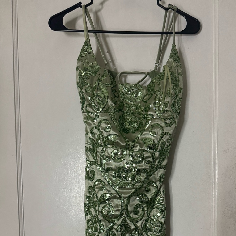 Windsor Green Backless Sequin Dress